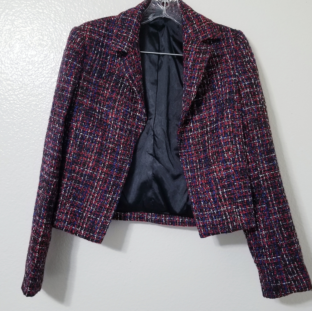Ellen Tracy Blue,Red Tweed Women's Jacket Sz 4